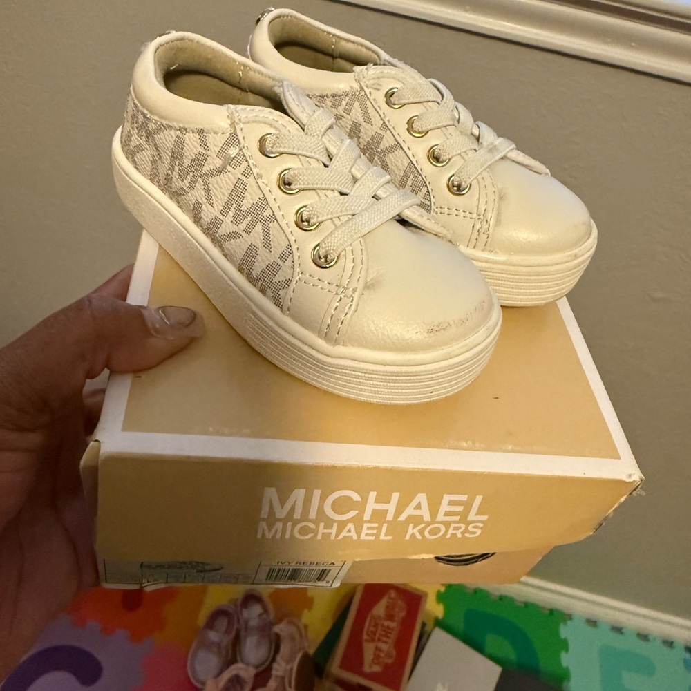 Michael Kors Kids Beige and Cream Sneakers
